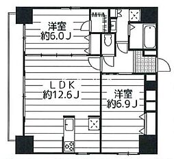 東京メトロ有楽町線 江戸川橋駅 徒歩4分の賃貸マンション 12階2LDKの間取り