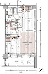 東京メトロ東西線 神楽坂駅 徒歩12分の賃貸マンション 5階2LDKの間取り