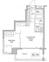 JR総武線 浅草橋駅 徒歩5分の賃貸マンション 6階1LDKの間取り