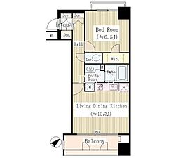 東京メトロ丸ノ内線 銀座駅 徒歩5分の賃貸マンション 11階1LDKの間取り