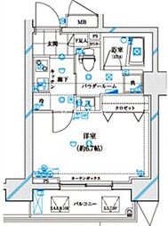 JR山手線 浜松町駅 徒歩1分の賃貸マンション 10階1Kの間取り