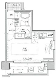 東京メトロ日比谷線 東銀座駅 徒歩1分の賃貸マンション 2階ワンルームの間取り
