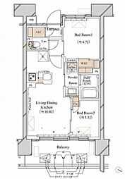ブランシエスタ新丸子リバーフロント 2LDKの間取図画像