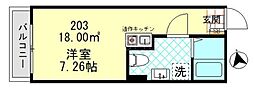 Air Court ワンルームの間取図画像