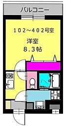 b'CASA港町 1Kの間取図画像