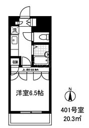 グリーンヒルズ根岸 4階1Kの間取り