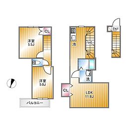 ウィンレックス京町 2LDKの間取図画像