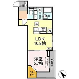 D'Bless鶴見市場 1LDKの間取図画像