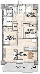 シャルマンコーポ第2瀬田 3LDKの間取図画像