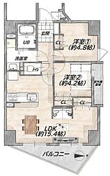 コンポーゼ河原町 2LDKの間取図画像
