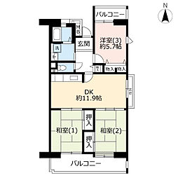 UR都市機構アーバンドエル瀬谷9号棟 3DKの間取図画像