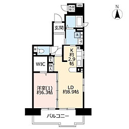 UR都市機構コンフォール明神台2-5号棟 1LDKの間取図画像