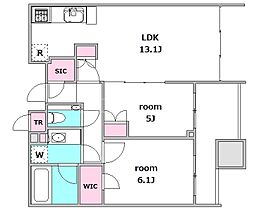 シティタワー大井町 2LDKの間取図画像