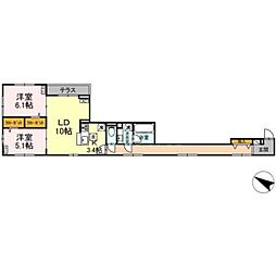 セレスティア大森東 2LDKの間取図画像