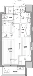 アジールコート蒲田 1DKの間取図画像