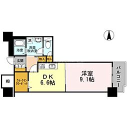 品川シーサイドビュータワー1 1DKの間取図画像