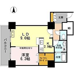 品川シーサイドビュータワー1 1LDKの間取図画像