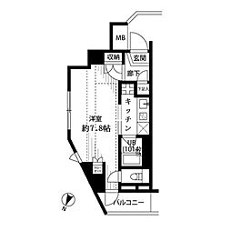プレール・ドゥーク品川西大井 1Kの間取図画像