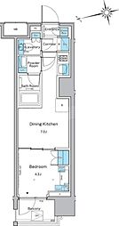 ルフォンプログレ品川戸越 7階1DKの間取り