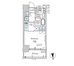 パークアクシス大森 6階1Kの間取り