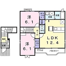 Lugana矢口 2階2LDKの間取り