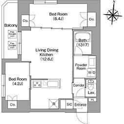プラネソシエプラス旗の台 2LDKの間取図画像