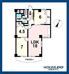 プレジデント高槻 3LDKの間取図画像