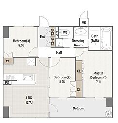 ネバーランド北梅田 3LDKの間取図画像