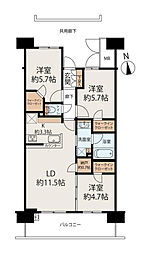 ウィーザースレジデンス浜野駅前 3LDKの間取図画像