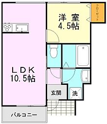 ノブハウス山室 1LDKの間取図画像