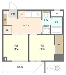 シャンボール新中野 2Kの間取図画像