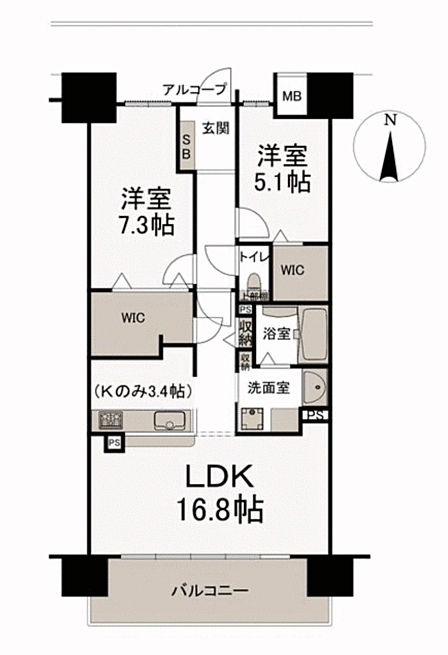2LDK 間取り