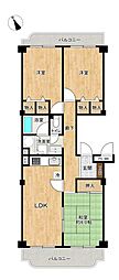 第2六高台サンハイツ 3LDKの間取図画像