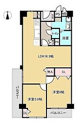 シャルマンコーポ今里 2LDKの間取図画像