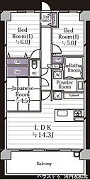 レイシアコート平野長原パークサイトリッジ 3LDKの間取図画像
