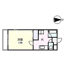 LUZ62 1Kの間取図画像