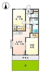 コンフィデンス2 2LDKの間取図画像