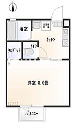 JR山陽本線 西川原駅 徒歩23分の賃貸アパート 2階1Kの間取り