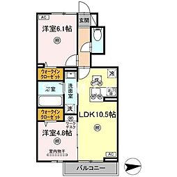 セレスト ブルー 2LDKの間取図画像