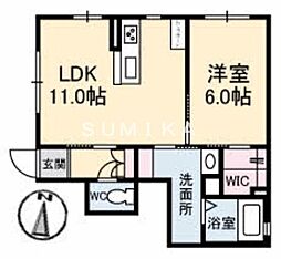 JR宇野線 大元駅 徒歩11分の賃貸アパート 1階1LDKの間取り