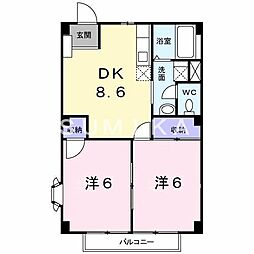 JR山陽本線 東岡山駅 徒歩13分の賃貸アパート 1階2DKの間取り