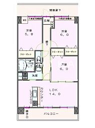 JR宇野線 備前西市駅 徒歩15分の賃貸マンション 1階3LDKの間取り