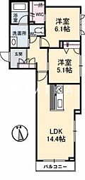 JR山陽本線 高島駅 徒歩18分の賃貸アパート 2階2LDKの間取り