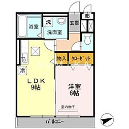 JR宇野線 大元駅 徒歩21分の賃貸アパート 1階1LDKの間取り