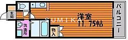 JR山陽本線 岡山駅 徒歩15分の賃貸マンション 6階ワンルームの間取り