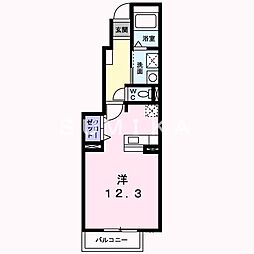 デフィー倉富B棟 ワンルームの間取図画像