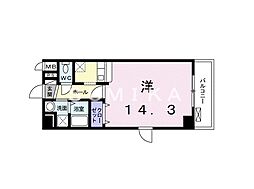 JR山陽本線 岡山駅 徒歩29分の賃貸マンション 4階ワンルームの間取り