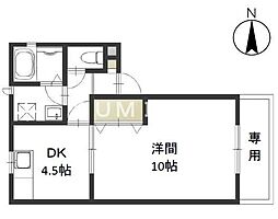 JR吉備線 備前三門駅 徒歩16分の賃貸アパート 2階1DKの間取り