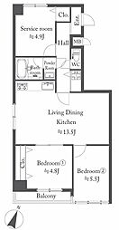 ビューパレー与野桜丘B 2SLDKの間取図画像