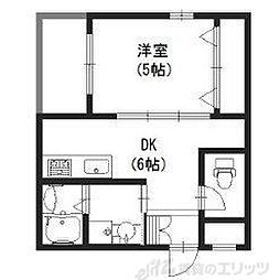ウエストコート 1DKの間取図画像